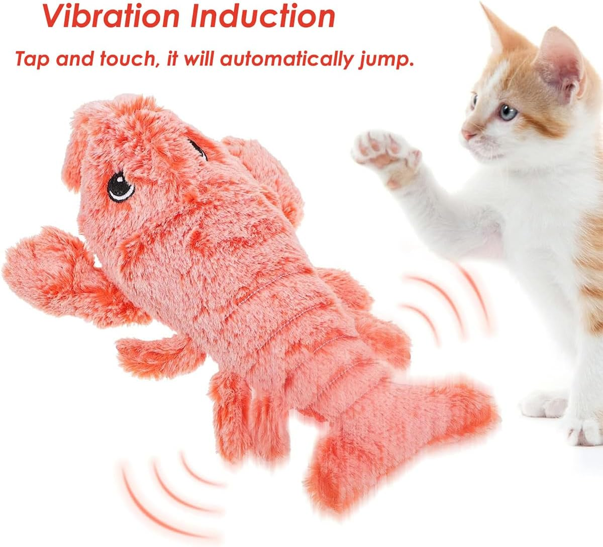 AUTOWT Flapping Lobster Toy for Cats, Soft Cat Chew Kicker Toy, USB Charge Motion Activated Moving Cat Toy, Washable Touch Activated Plush Interactive Cat Exercise Toys image number 1
