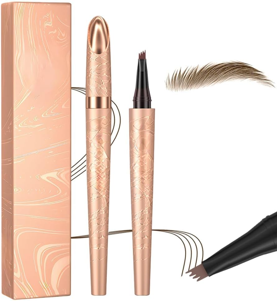 Pack of 2 Magic Microblading Eyebrow Pencil with 4 Micro Fork Tips, Smudge-Proof Eyebrow Colour, Provides Natural Looking, Defined Eyebrows (Light Brown (2 Pieces)) image number 6