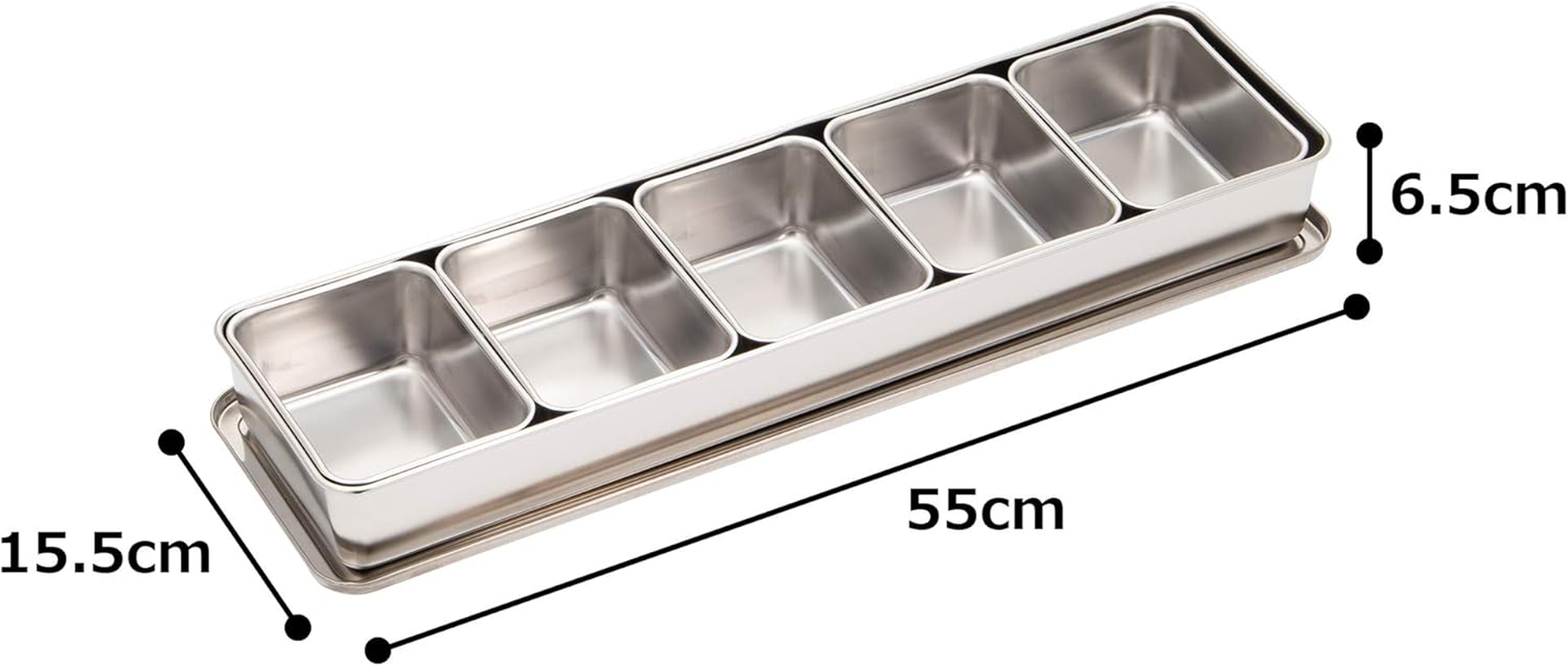 Endo Shoji TKG AYK11005 Seasoning Condiment Container, Length 21.6 X 5.7 X 2.4 Inches (543 X 145 X 60 Mm), Storage Container, Various Uses, Made of Rust Resistant Stainless Steel, Hygienic, Commercial image number 1