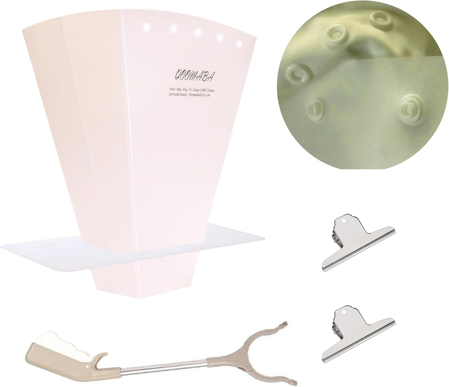 Cloth Diaper Sprayer Splatter Shield with Grabber Reacher Tool - Snap Design for Stability, One-Handed Rinsing, Perfect for Cloth Diapers, Dog Diapers, Lick Mats, Shoes, and More., Grey image number 2