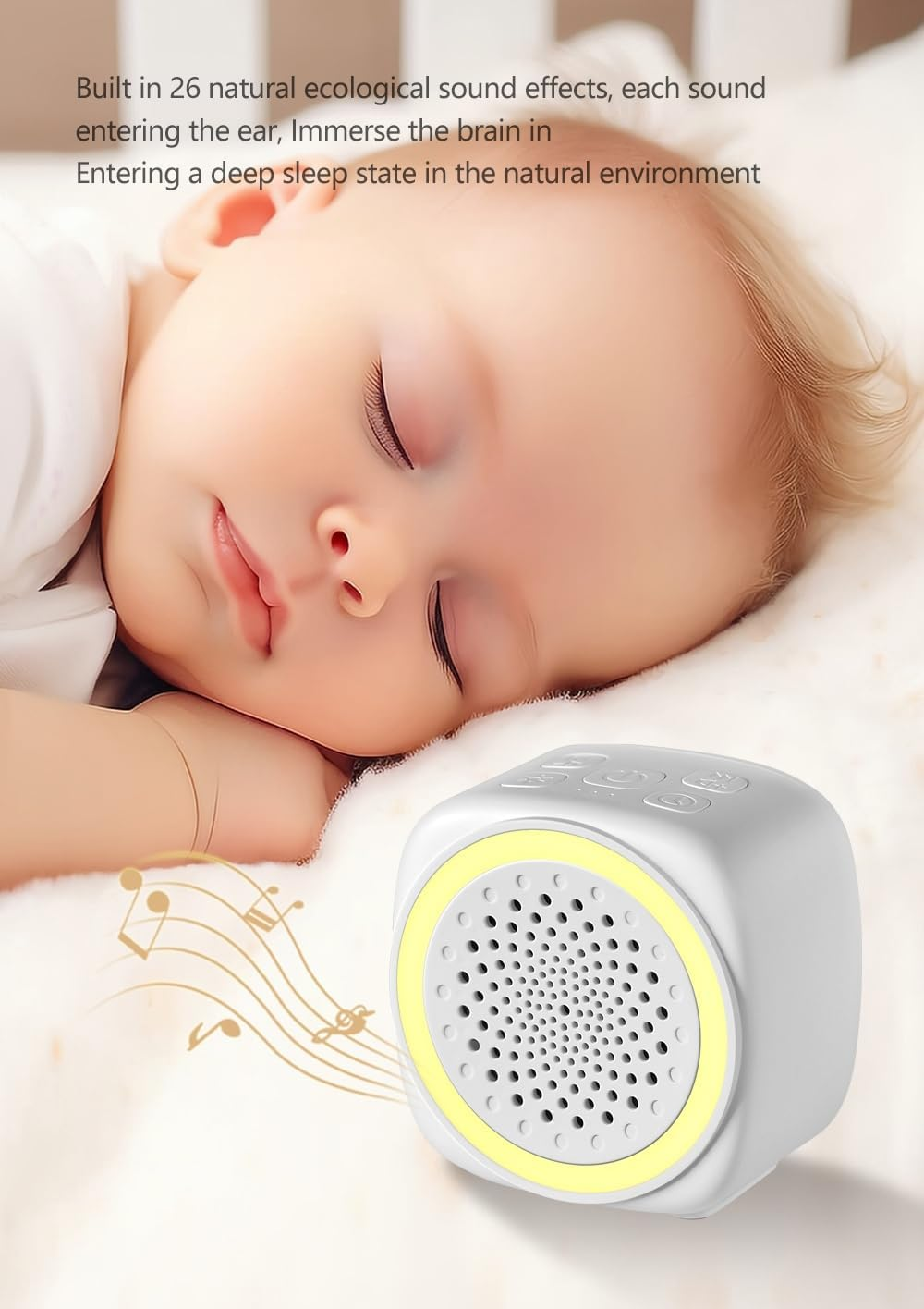 Xkey Portable White Noise Machine, Mini White Noise Sound Machine with Nursery Lamp, Mood Lighting, 7 Colors Night Light, 26 Soothing Sounds for Baby/Adult 4 Timer, Memory Function, Touch Control for Travel Camping Home and Office (Rgb-1Pack, ONE SIZE) image number 4