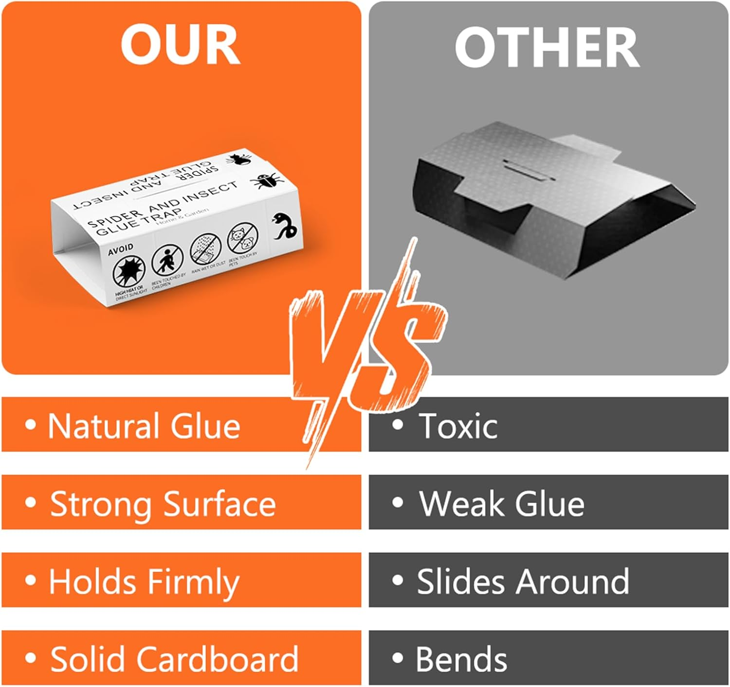 AMFUN Spider Trap, 10 Pieces anti Cockroach Traps, Adhesive Trap, Sticky Spider Catch for Indoor Apartment Shackles and Spiders, Poison Free image number 5