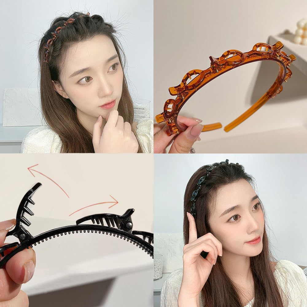 Hair Band with Clips, 2 Hair Bands with Clips, Twist Braid Hair Band, Hair Holder image number 1