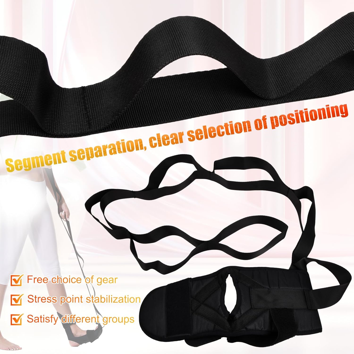 Yoga Stretching Strap, Yoga Strap Leg Stretcher, Ligament Stretcher Belt with Loops, Foot Stretch Assist, Fascia Stretcher for Physical Therapy, Plantar Fasciitis Relief, Gymnastics image number 4
