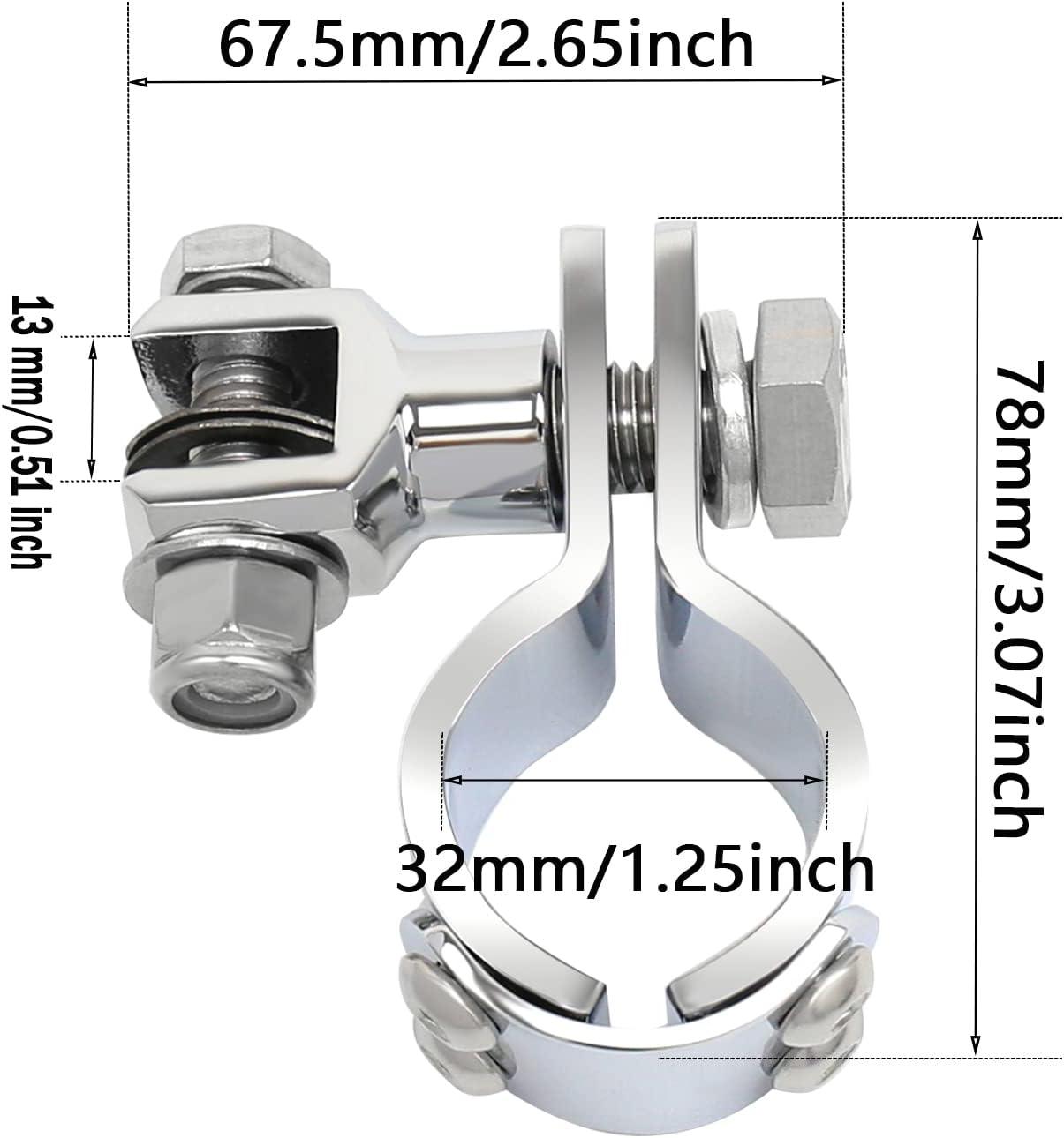 Motorcycle Highway Pegs Mount Clamp Footpegs Engine Guard Mounts Adapter Fit for Harley Yamaha Honda Suzuki Kawasaki 25Mm 32Mm 34Mm (Chrome) - Style Ablack image number 3