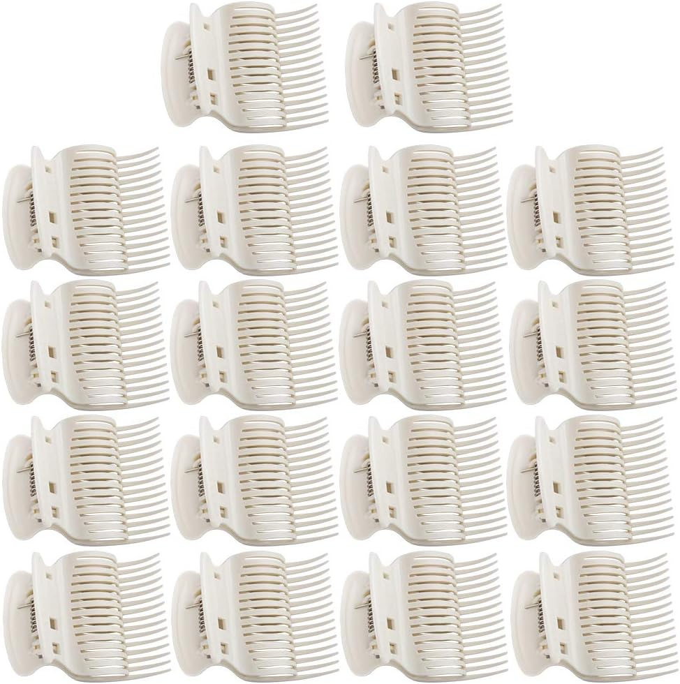 18 Pieces Hot Roller Clips Plastic Hair Curler Claw Clips Roller Clips for Small, Medium, Large and Jumbo Hair Rollers (White) image number 5