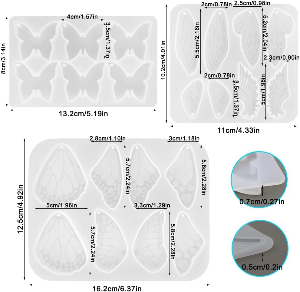 AFUNTA 3 Pieces Butterfly Resin Molds Silicone Realistic Butterflies and Wings Jewelry Molds DIY Gifts for Women image number 6