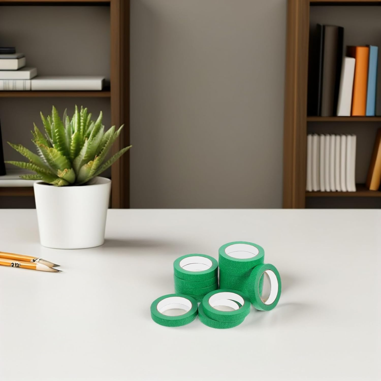 OSALADI 14Rolls Painters Tape Masking Paper Green Multi-Surface Paint Masking Tape for Painting Car Detailing DIY Arts Craft Home Office School Projects - Yellow image number 4