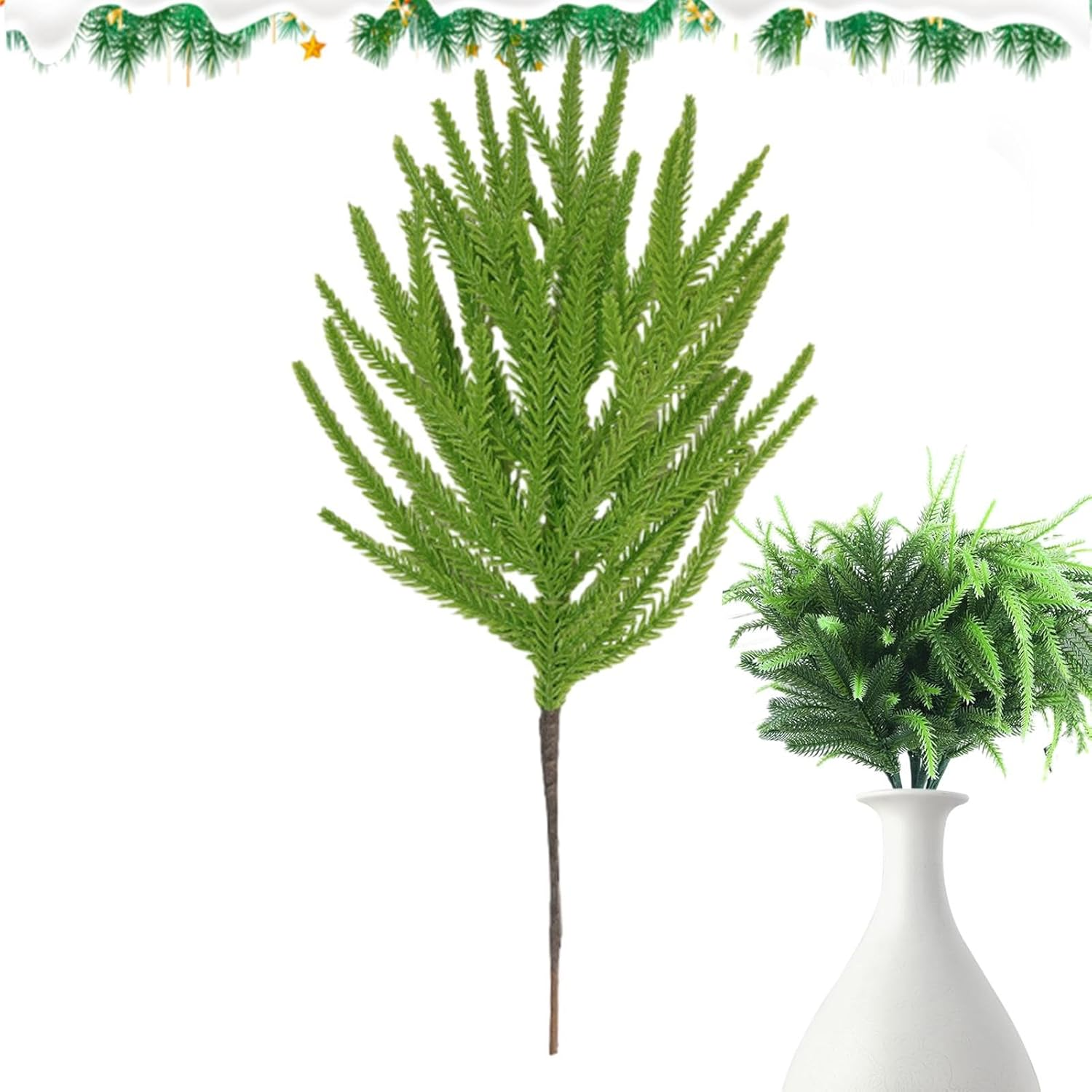 Pine Branches | Christmas Norfolk Pine Branches Artificial Leaves Branches,Artificial Pine Tree Branches for Fireplace, Wall, Table, Corner