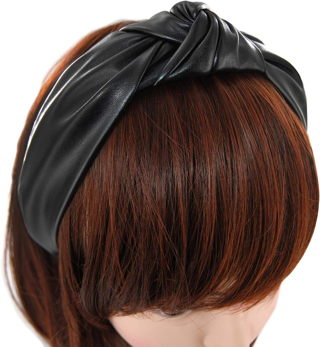 Axy HR27AL Leather Look Headband Women'S Vintage Hairband Headband Classic and Fashionable Leather HR27AL (Cream White)