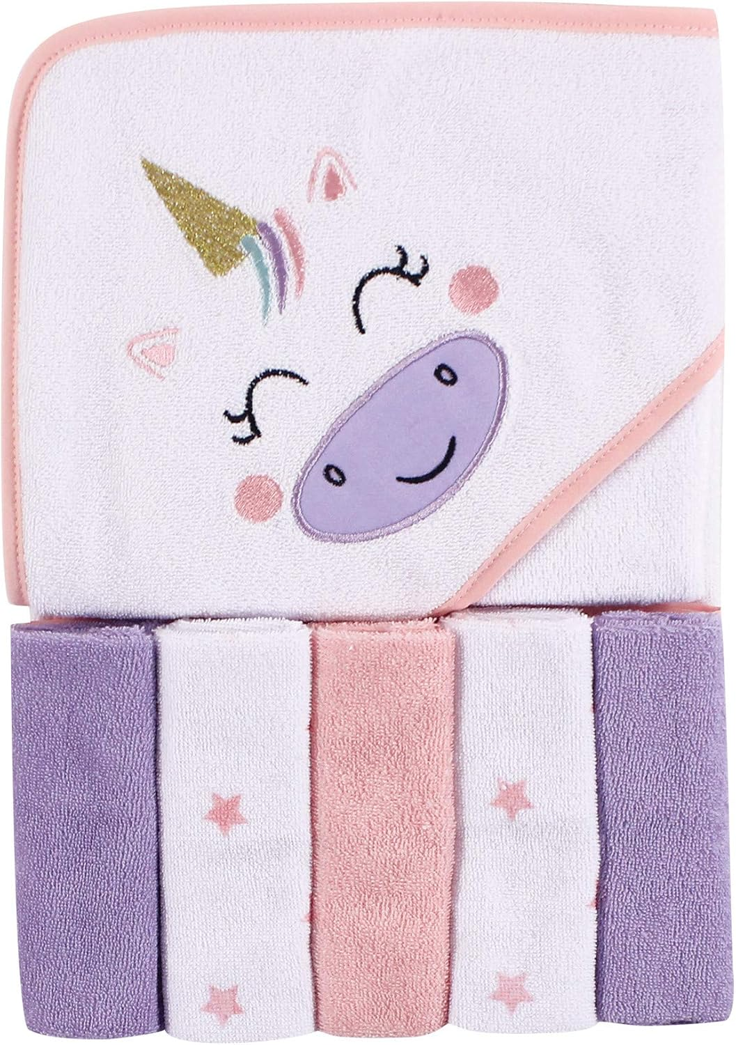 Luvable Friends Unisex Baby Hooded Towel with Five Washcloths, Deer, One Size image number 1