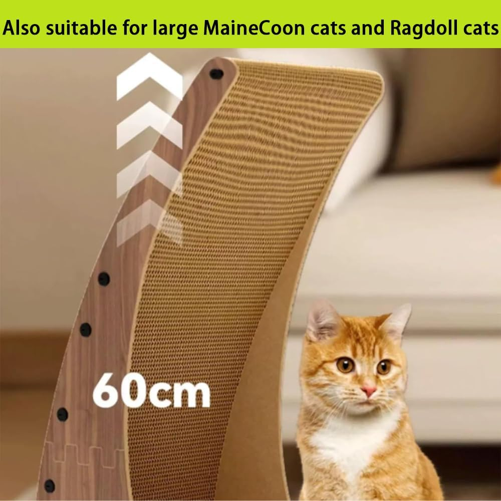 Large Cat Scratching Post and Pad &ndash; Durable Corrugated Cardboard, L-Shaped Scratch Boards, Protects Furniture, Fun Toy for Indoor Cats to Stretch and Play image number 3