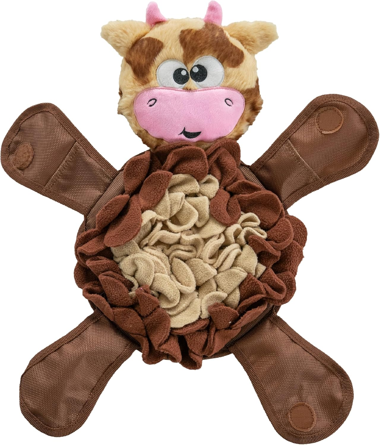Outward Hound Nina Ottosson Snuffle Palz Interactive Plush Dog Puzzle and Snuffle Mat for Dogs, Non-Slip Snuffle Mat, Dog Enrichment Toys, Plush, Cow, Brown, Large image number 2