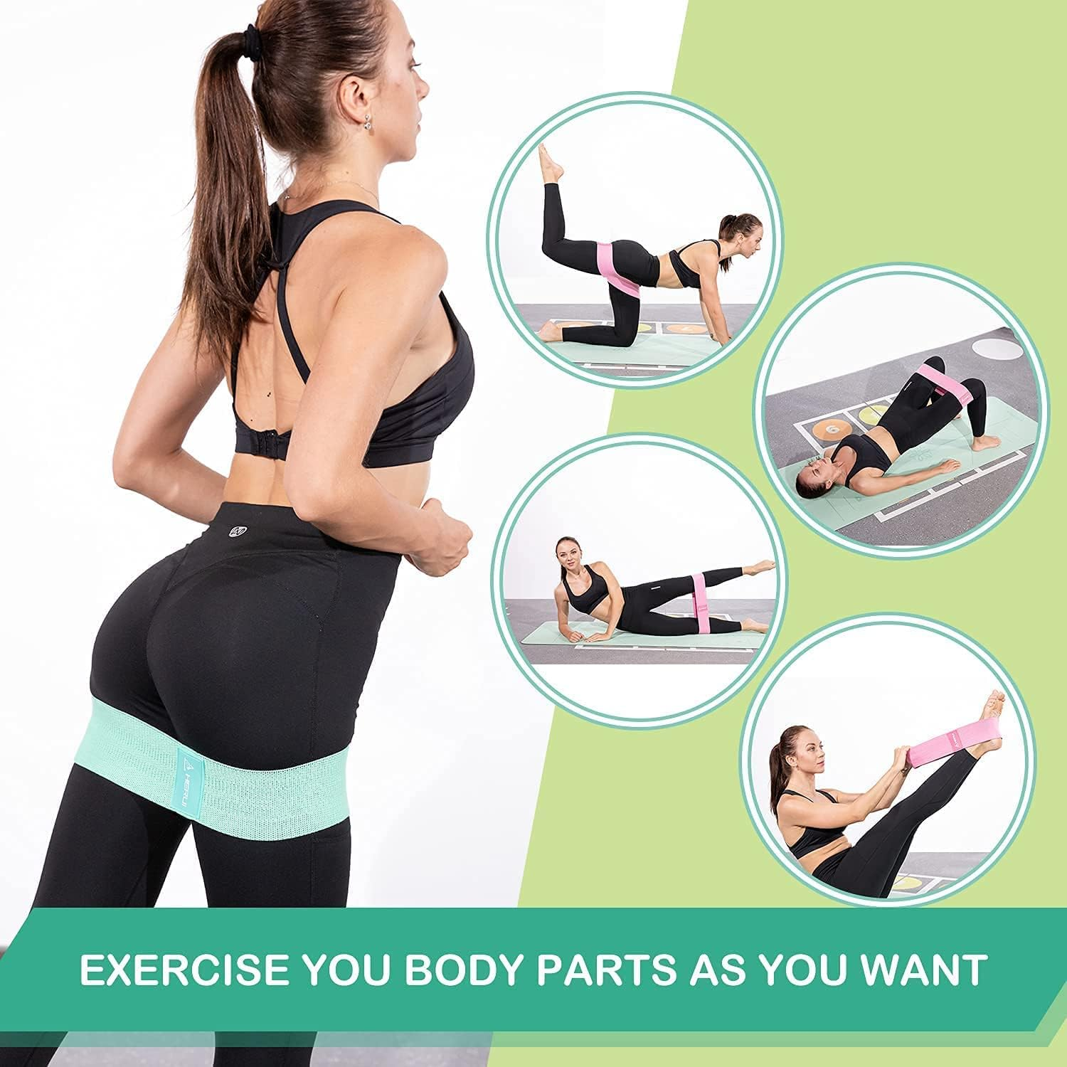 HCE Resistance Bands Set with Handles - Exercise Resistance Bands Training Tubes with Handles, Ankle Straps, Door Anchor, Exercise Mat, Shaker Bottle,Carry Bag image number 2