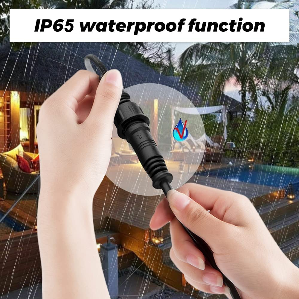 Redefun 2 Pin Extension Cable, 3M Waterproof Corrosion Resistant Extension Cord for Outdoor Lights, Festoon Lights, G40 Globe Lights, Icicle Lights, Curtain Lights, Net Lights