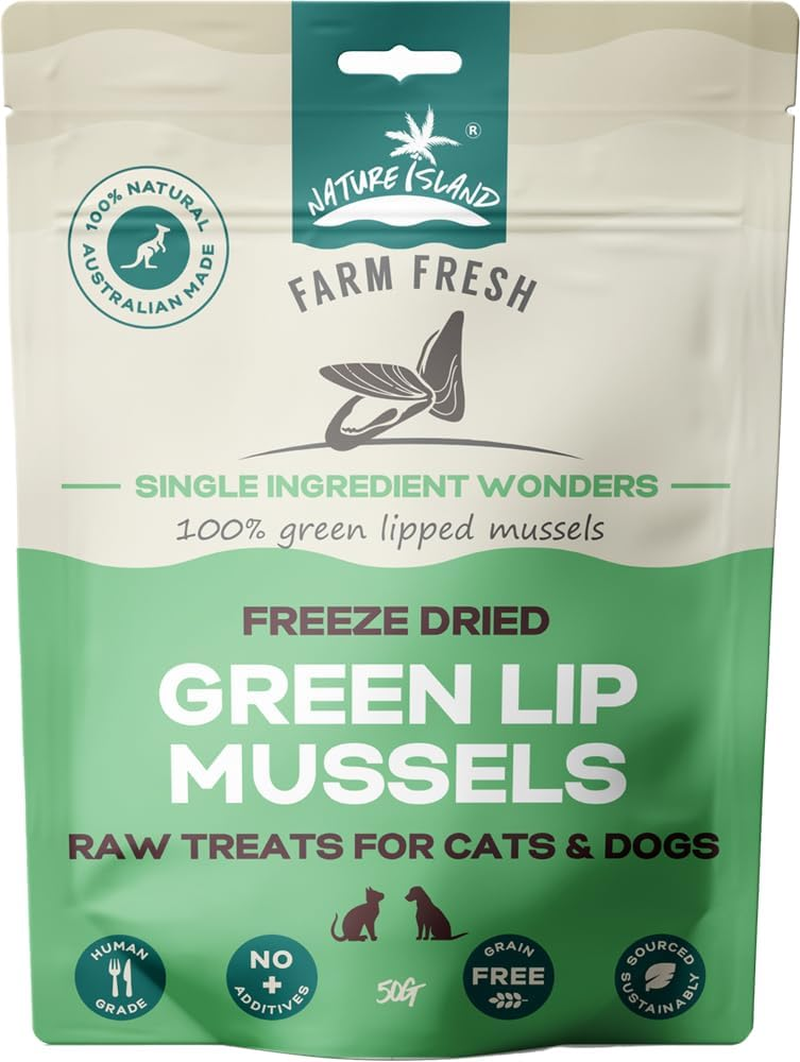Freeze Dried Green Lip Mussels Raw Treats 50G for Pets image number 1