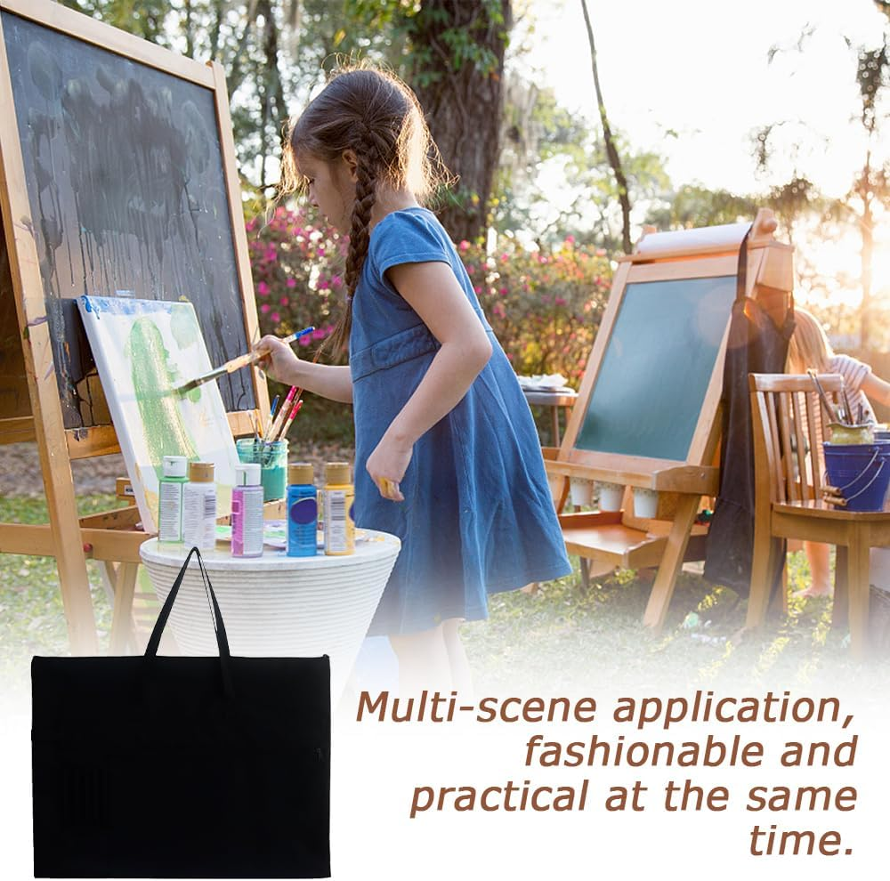 MOTRAIN Light Weight Art Potfolio Bag, Canvas Artist Potfolio Carry Shoulder Bag Case, Art Carrying Bag for Artwork, Posters, Sketching, and Drawing, 27.6 * 20.5 In, Black image number 1