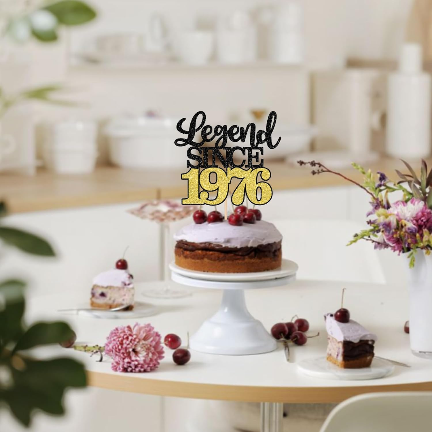 1 Pack Legend since 1976 Cake Topper Glitter Happy 50Th Birthday Cake Pick 50 Fabulous Cake Decorations for Cheers to 50Th Birthday Wedding Anniversary Party Supplies - 100Th image number 6