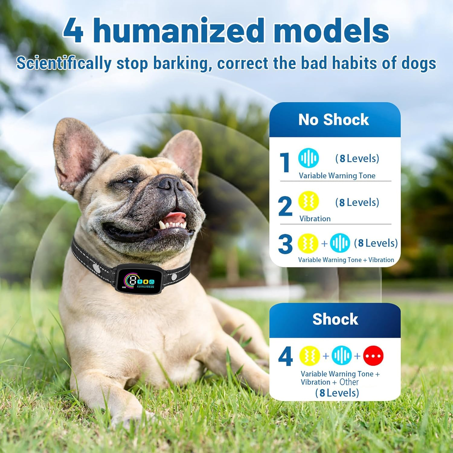 Koeay Bark Collar for Dogs, Rechargeable Smart Dog Barking Collar, anti Bark Collar, Vibration & Beep Modes, 8 Sensitivity Adjustable, IP67 Waterproof, Dog Training Collar for Small, Medium, Large Dog image number 3