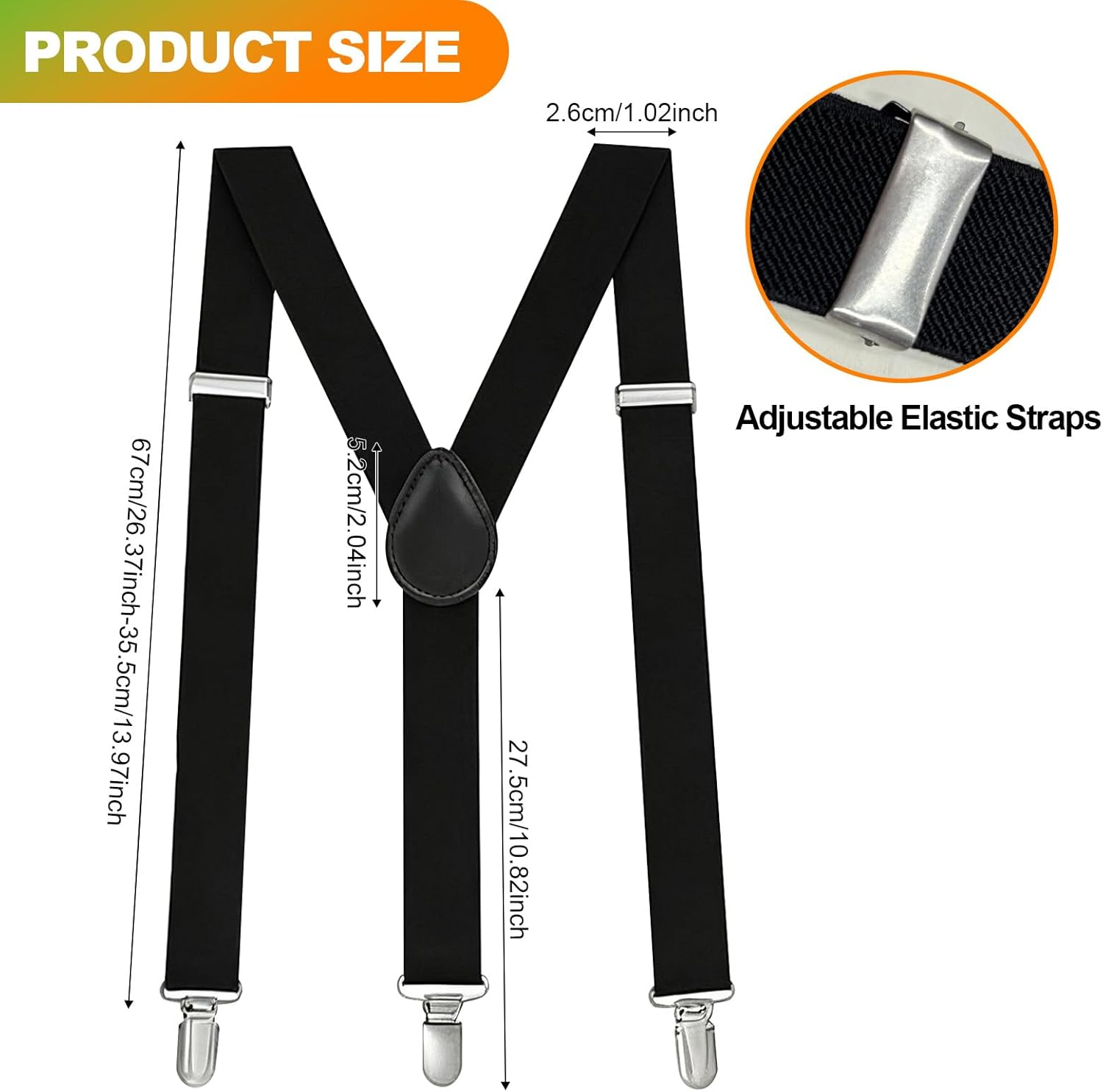 Suspenders for Men,Cozy CORE Fully Adjustable Y Shaped Elastic Suspender with 3 Strong Clips Adjustable Braces