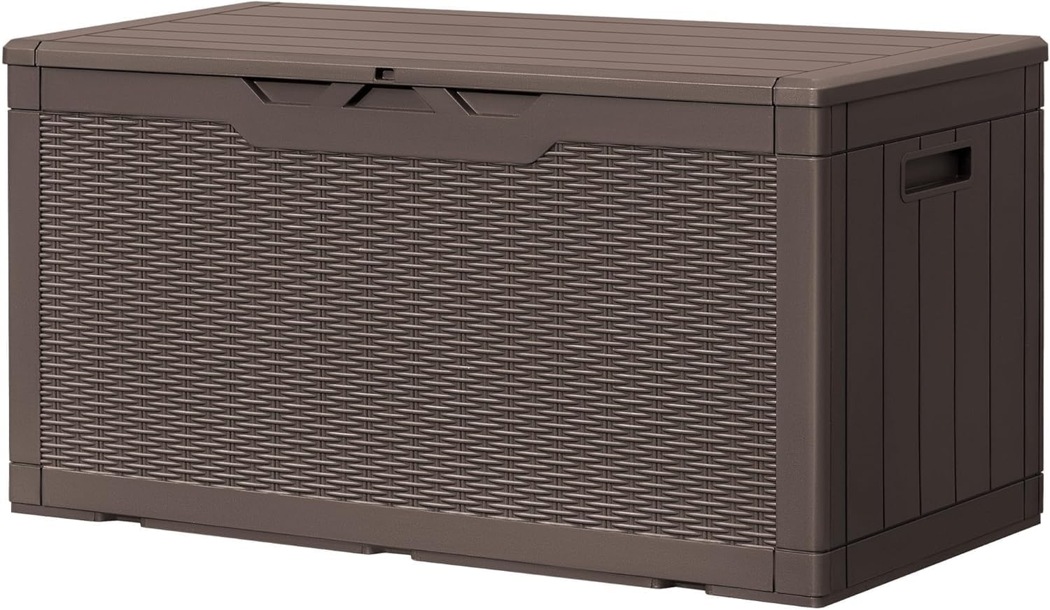 378L Waterproof Resin Storage Box Large Lockable Deck Box for Outdoor Cushions & Garden Tools, Patio Furniture Container, Bench Seating (Black)