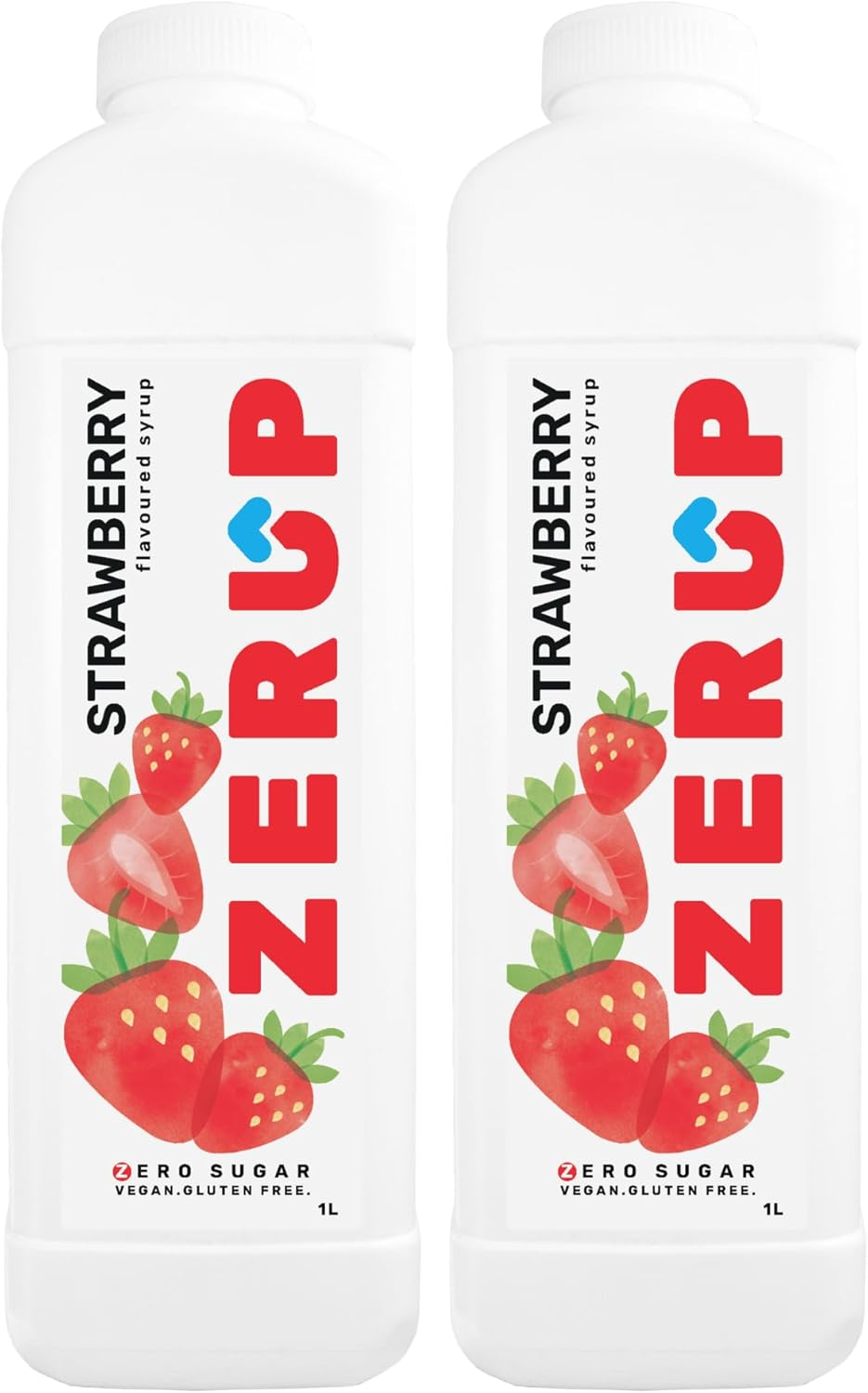 Zerup Zero Sugar Strawberry Flavoured Syrup 2 X 1L Bottles, Sugar Free Syrup, Strawberry Flavour Drink Mix, Low Calorie Flavourings for Milk Shakes, Cocktails, Teas, Gluten Free, Keto Friendly, Halal image number 1