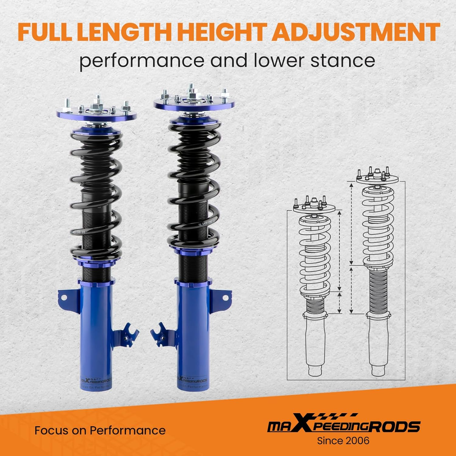 Maxpeedingrods Coilovers for Toyota Camry 1992-2001, for Toyota Avalon 1995-2003, Solara 1999-2003, for Lexus ES300 1992-2001, Height Adjustable Coilovers Suspension Kit, Lowering Kit Blue image number 3