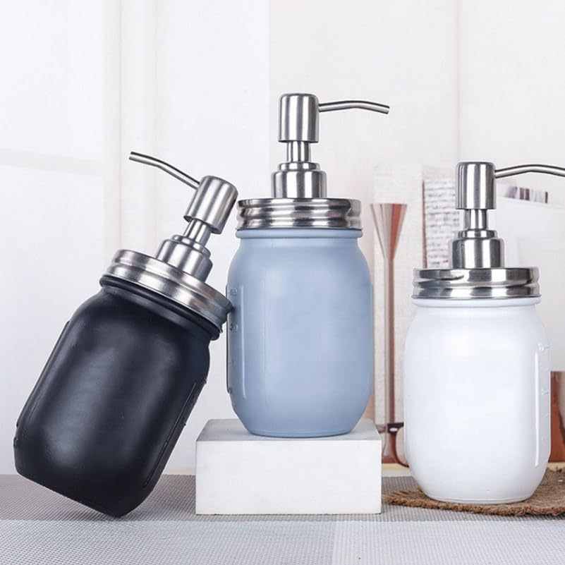 Alipis 4Pcs Soap Dispenser Pump Head Stainless Steel Mason Jar Pump Lid for 70Mm Jars Ideal for Kitchen and Bathroom Use Rust-Resistant and Easy to Operate image number 4