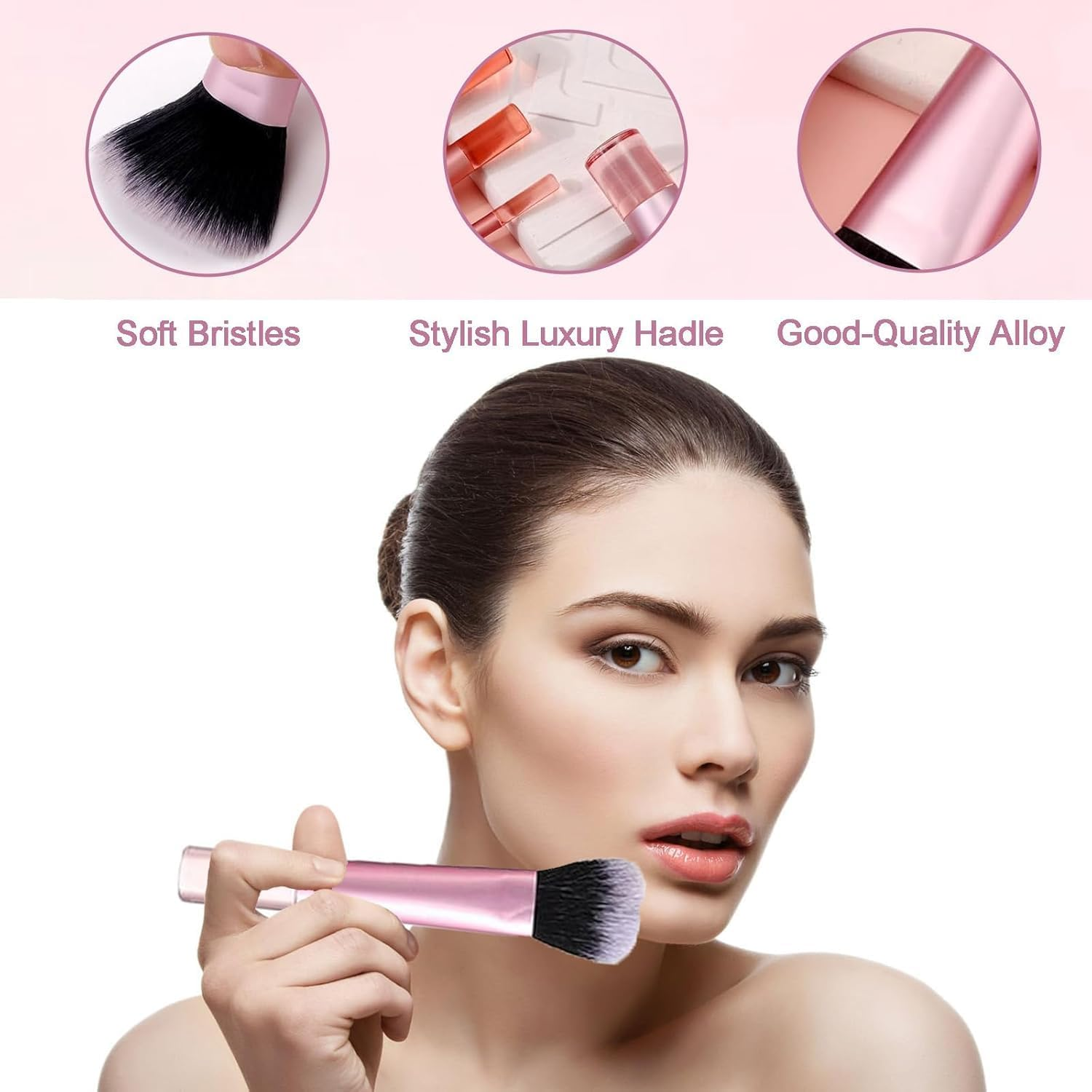 Travel Makeup Brush Set, 10 Pieces Travel Makeup Brush Set Makeup Brushes with Pouch,Mini Portable Makeup Brushes with Pouch for Women and Girls image number 2