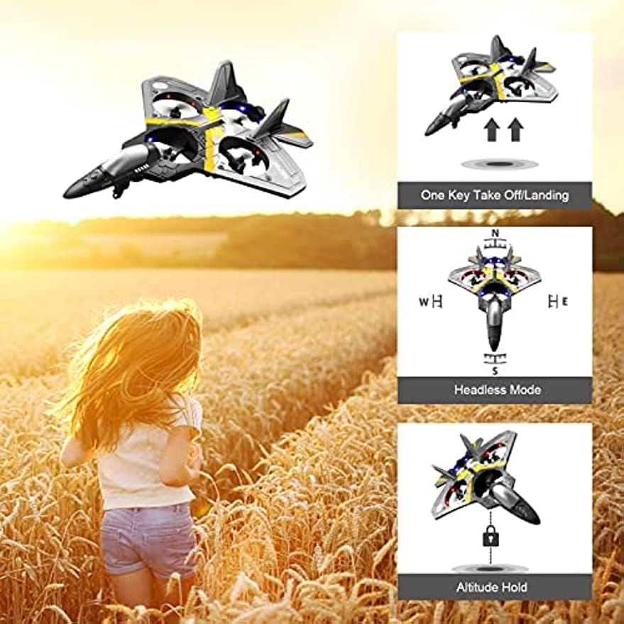 Remote Control Plane 2.4Ghz Foam RC Airplanes Helicopter Quadcopter for Adults Kids, Spinning Drone, Gravity Sensing,Stunt Roll, Cool Light, 2 Battery, Gifts for Kids Boys - Blue image number 3