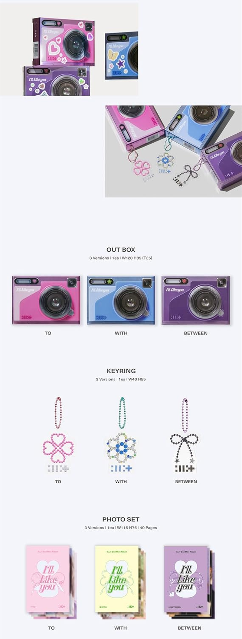 ILLIT I'Ll like You 2Nd Mini Album GLLIT Random Version Mini Cd+1Ea Keyring+40P Photo+1P Q&A Photocard+1P Photocard+1P Lyrics Paper+1Ea Sticker+Tracking Sealed image number 1