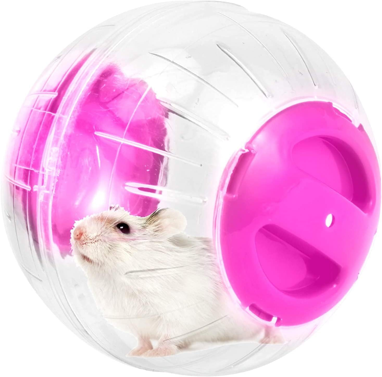 New Cute Hamster Running Ball 4.7 Inches, Crystal Ball for Hamsters,Small Silent Exercise Wheel, Small Animals Cage Accessories,Small Animal Pet Toys Ball,Mouse Ball (Pink)