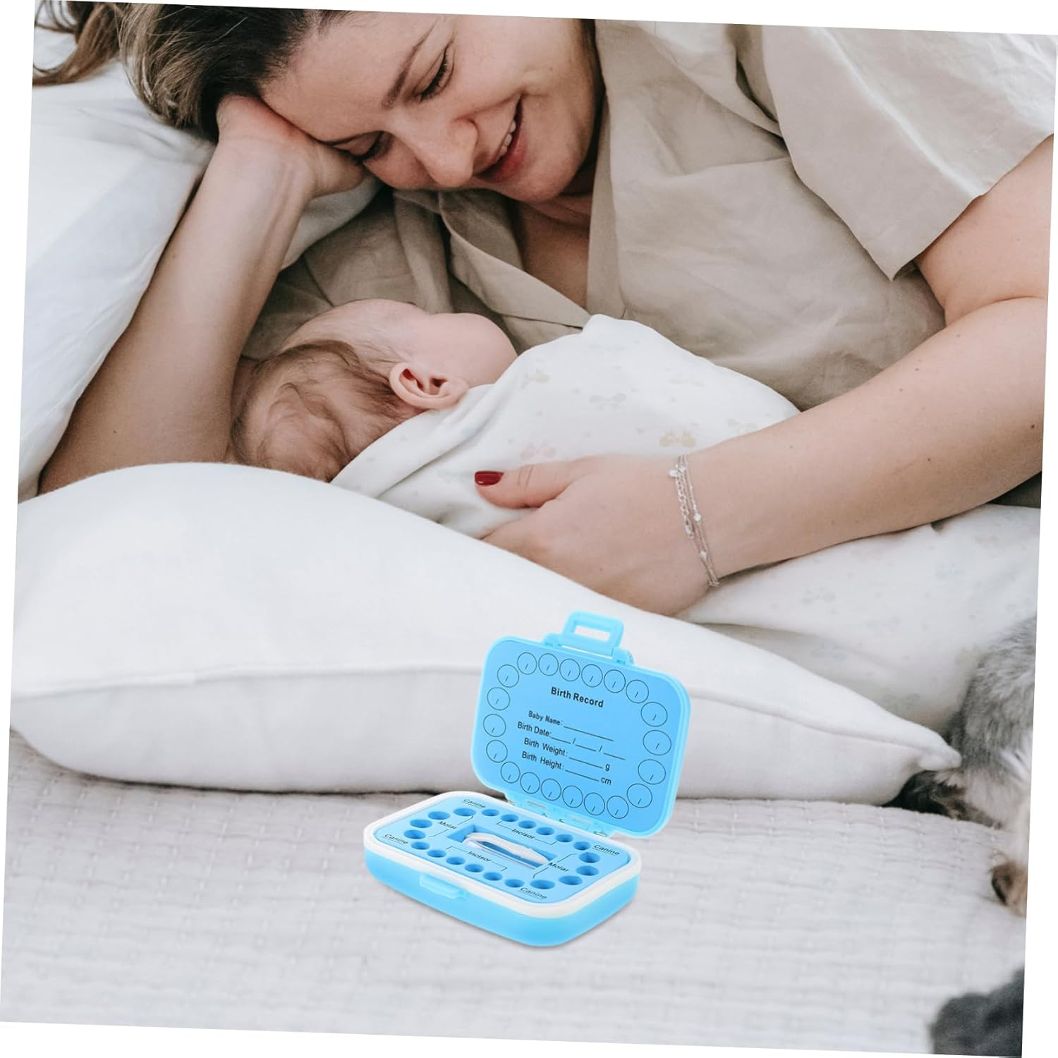 Yardwe Tooth Keepsake Box for Teeth Organizer for Newborns Boys Memory Preservation image number 3