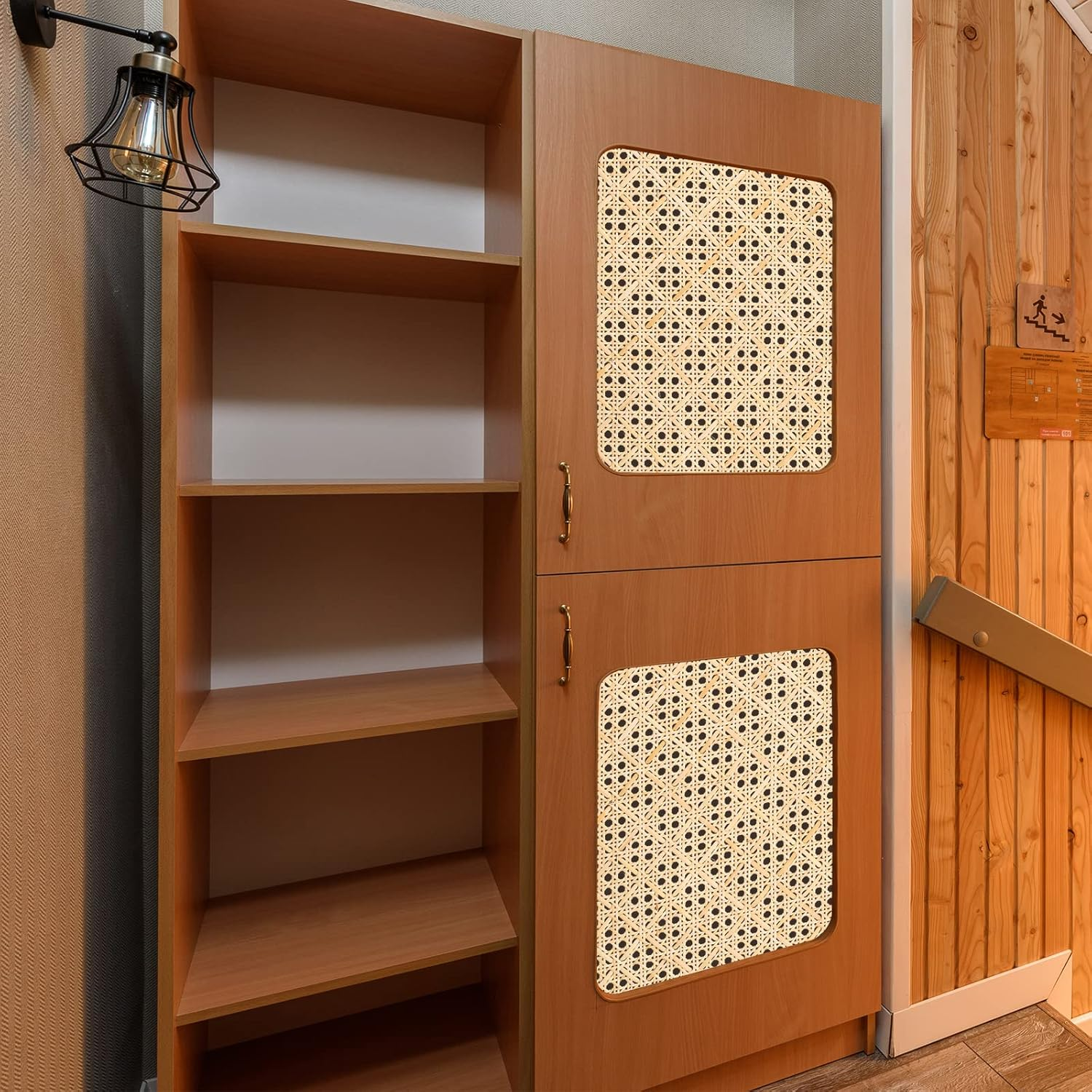 Cane Rattan Webbing Roll, 3.28Ft X 15.8 Inch Woven Open Mesh Cane Natural Rattan Webbing Rattan Webbing for Caning Projects Wide Rattan for DIY Crafts Cabinet Chair Furniture image number 5