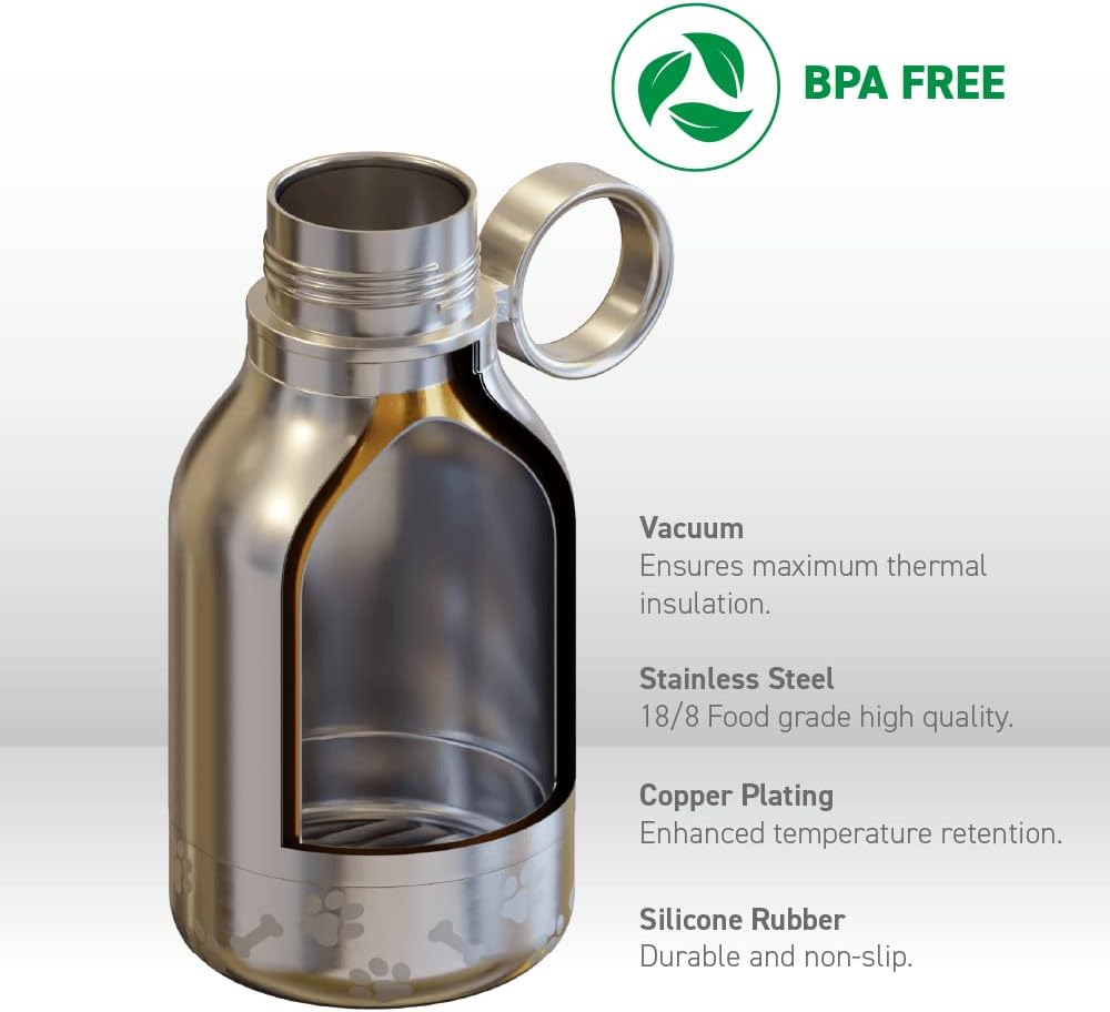 Asobu Stainless Steel Dog Bowl Bottle, Pink, 975 Ml Capacity image number 5