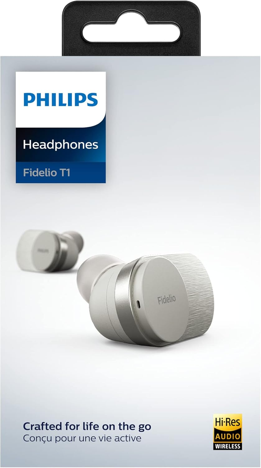 Philips Fidelio True Wireless Noise Cancelling Pro+, More Music. 48 Hours, 2-Way System. Balanced Armature, Comply T1WT/00 Earplugs, White - T1Bk image number 2