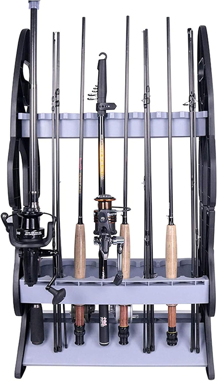 16 Fishing Rod Holder Storage Rack, Fishing Pole Stand Garage Organizer Holds Any Type of Rod or Hiking Sticks Keep It Steady image number 4