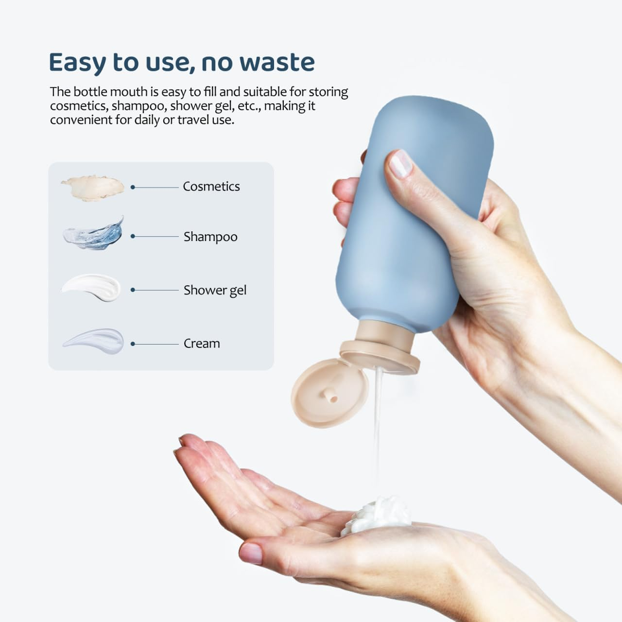 Baluue 2Pcs Refillable Shampoo Bottle, Flip Cap Squeeze Bottle for Toiletries, Leakproof, Empty Plastic Bottles for Conditioner, Lotions and Creams, 200Ml image number 1