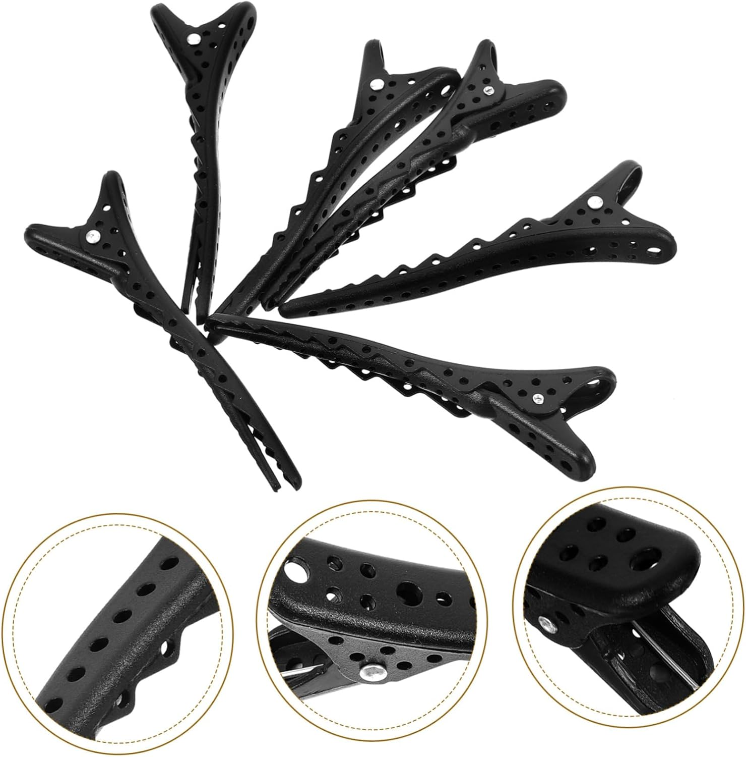 CALLARON 6Pcs Hair Cutting Sectioning Clips with Design for Salon Styling Hairdresser Positioning Tools Non Slip Makeup and Hair Care Accessories in Black image number 6