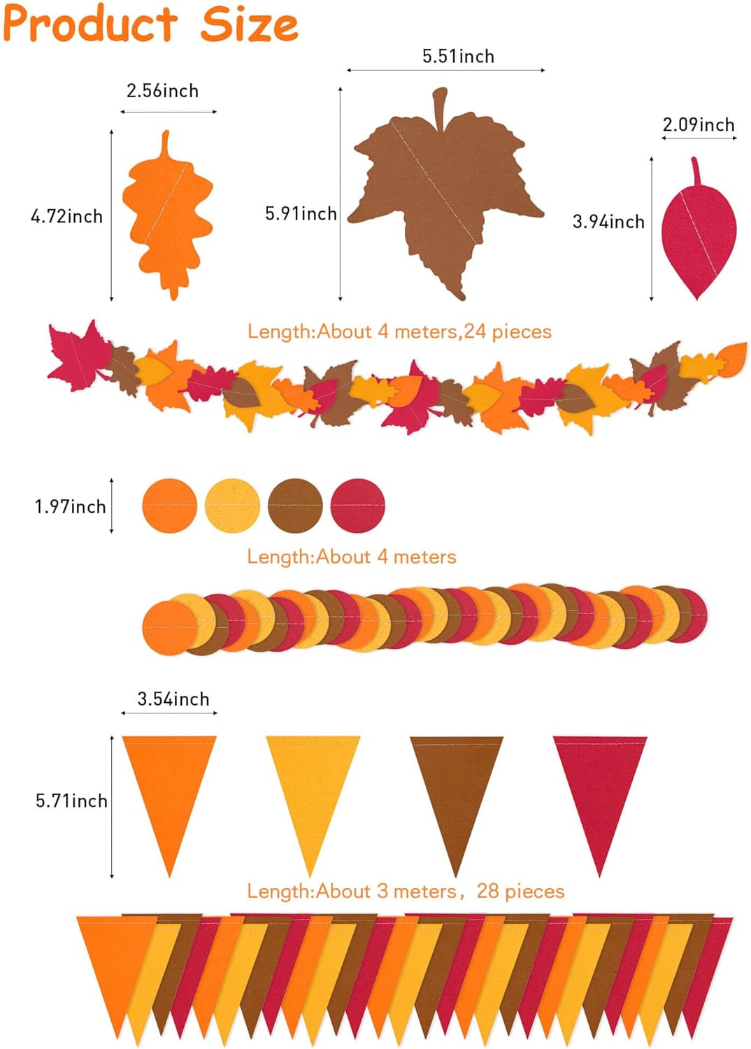 Autumn Leaf Pennant Banner for Thanksgiving Decorations, Thanks Giving Celebration Hanging D&eacute;cor Backdrop Garland, Fall Harvest Theme Birhday Baby Shower Wedding Party Supplies, SONGTIY image number 2