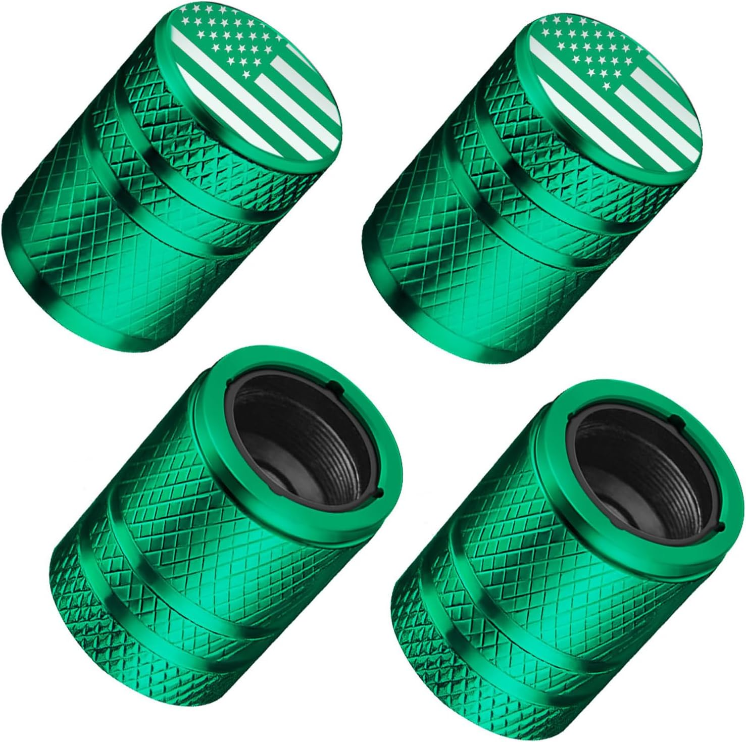 Tire Valve Stem Caps - (4 Pack) Premium Metal Air Caps with Plastic Liner, Durable, Corrosion Resistant and Leak-Proof, Universal Fit for Cars, Trucks, Motorcycles, and Bikes - Black