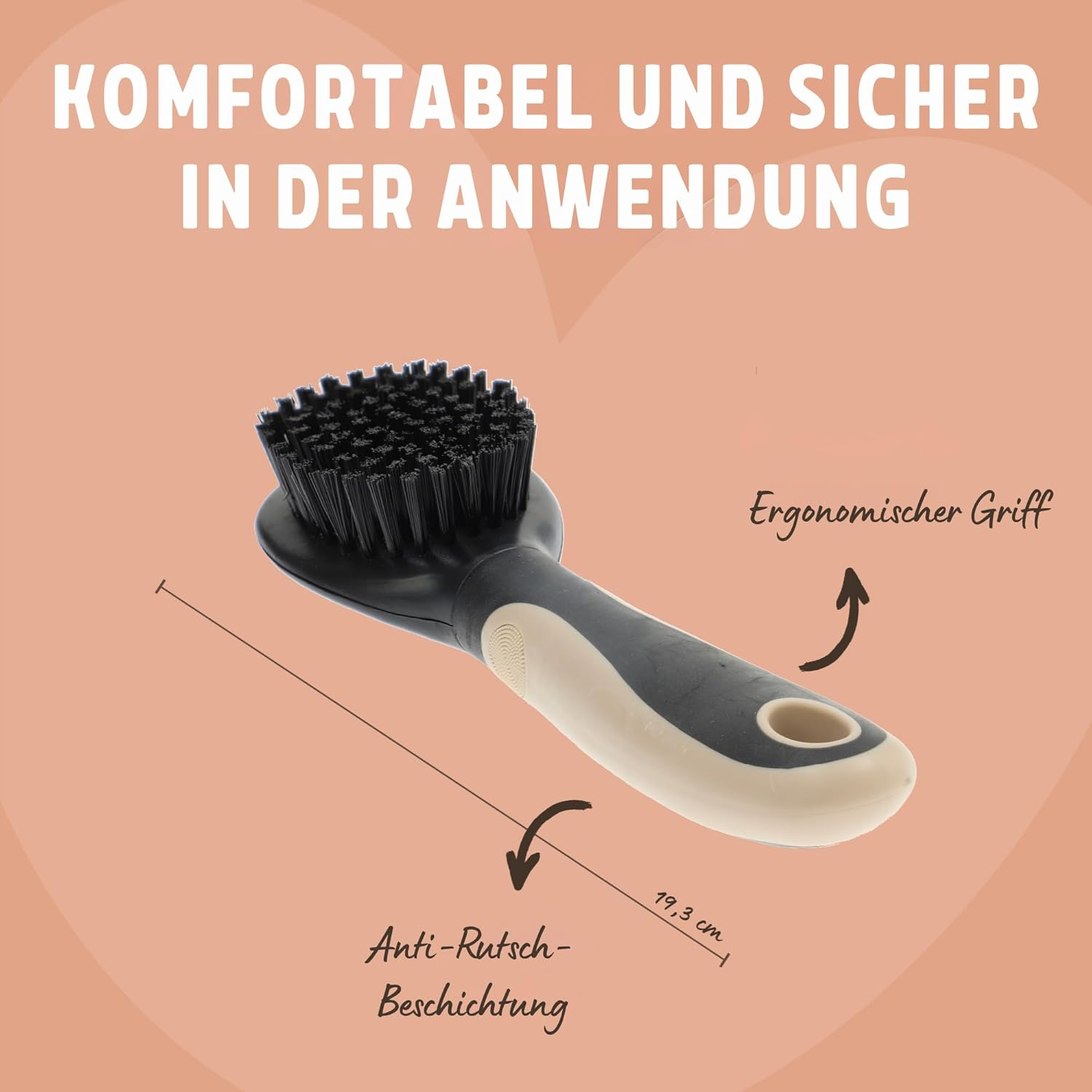 Rosewood Fur Brush for Cats - Small - Gentle Cat Brush with Firm Bristles - Black - for Daily Grooming and Shiny Fur