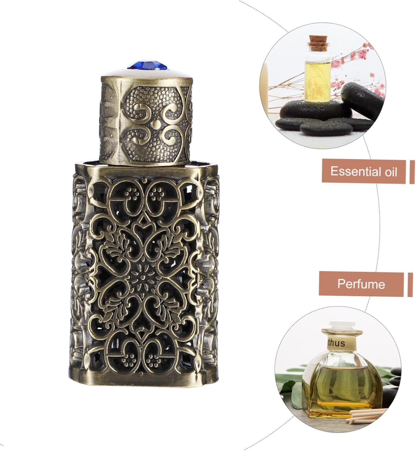 KOMBIUDA 3Pcs Hollow Flower Engraving Perfume Bottle Essential Oil Spray Bottle Travel Mist Spray image number 3