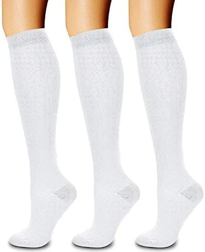 3 Pairs Compression Socks 15-20 Mmhg - Compression Stocking Best Support for Running, Swelling, Nurse, Flight, Nurses,Travel,Flying