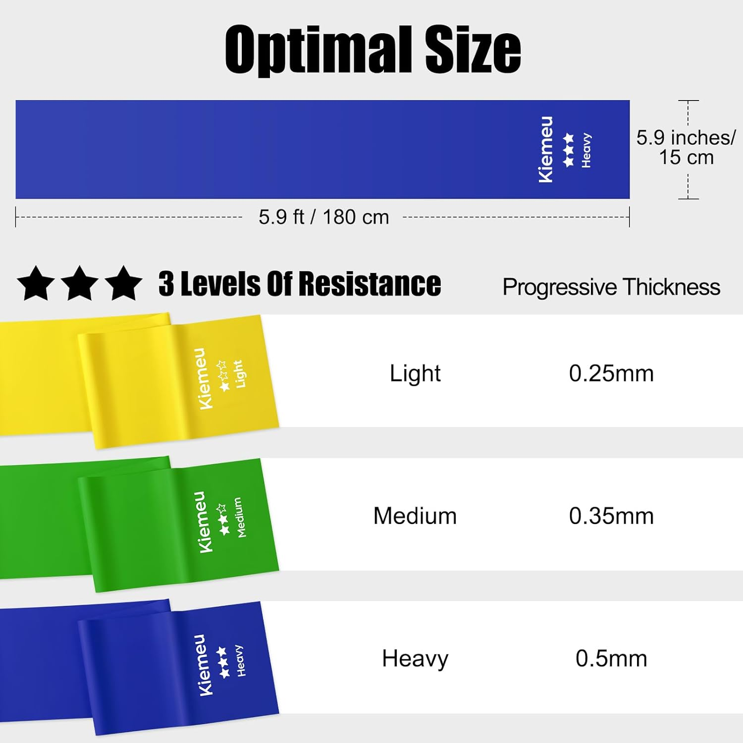 Kiemeu Pilates Bands Resistance for Women Exercise Stretch Bands for Physiotherapy, 1.8M Latex Flat Band image number 5