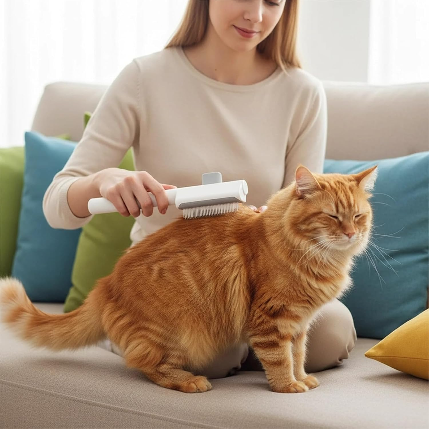 Iirlvior Pack of 2 Cat Brush, Pet Dog Brush, Brush for Cats and Dogs, Universal Dog Brush for Long Hair and Short Hair, Lint Roller, Detangling Brush for Removing Loose Hair image number 4