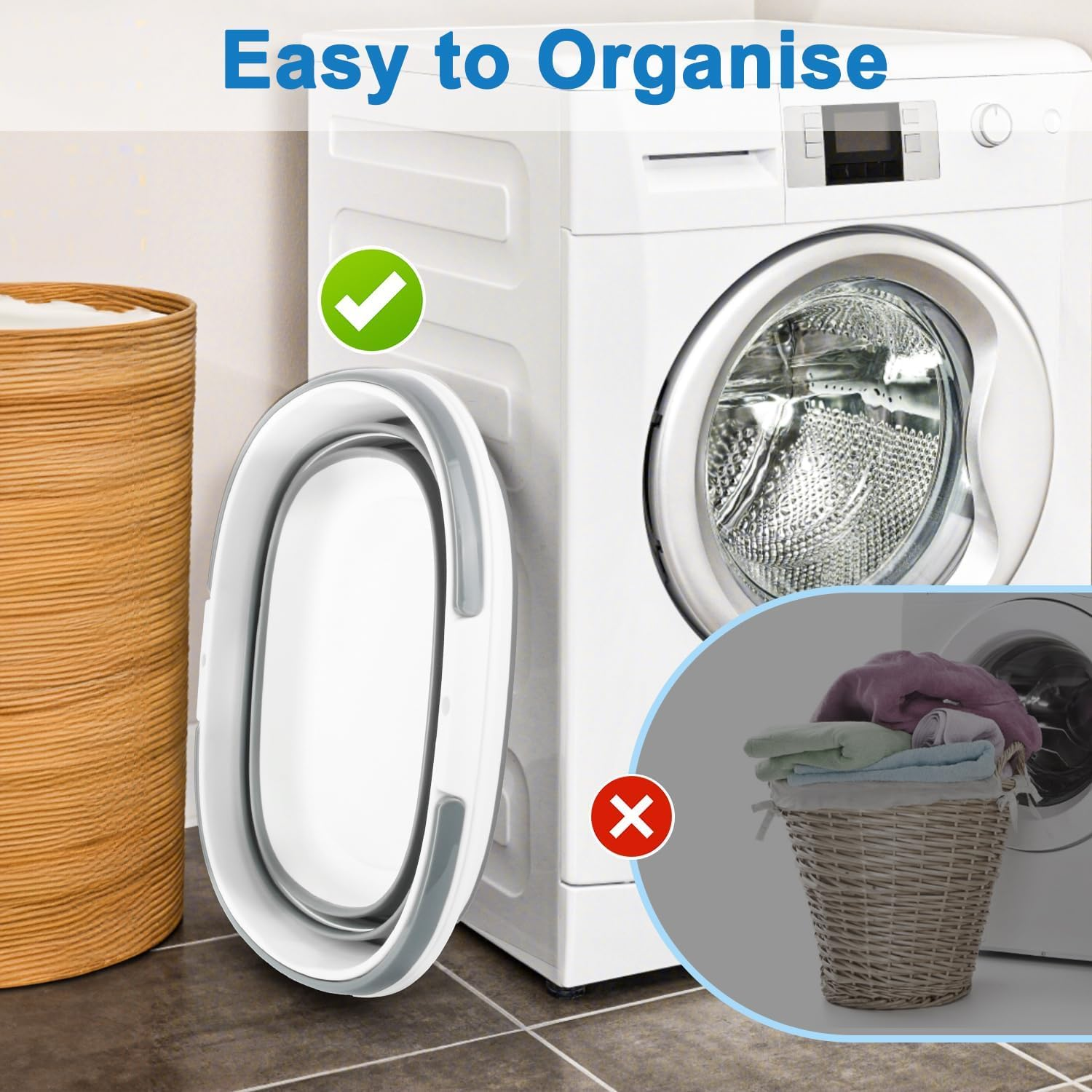 Collapsible Mop Bucket with Handle for Cleaning, 16L(4.2 Gallon) Silicone Square Mopping Bucket for Windows Cleaning or Car Washing, Cleaning Supplies Organizer Plastic Bucket for Storage image number 1