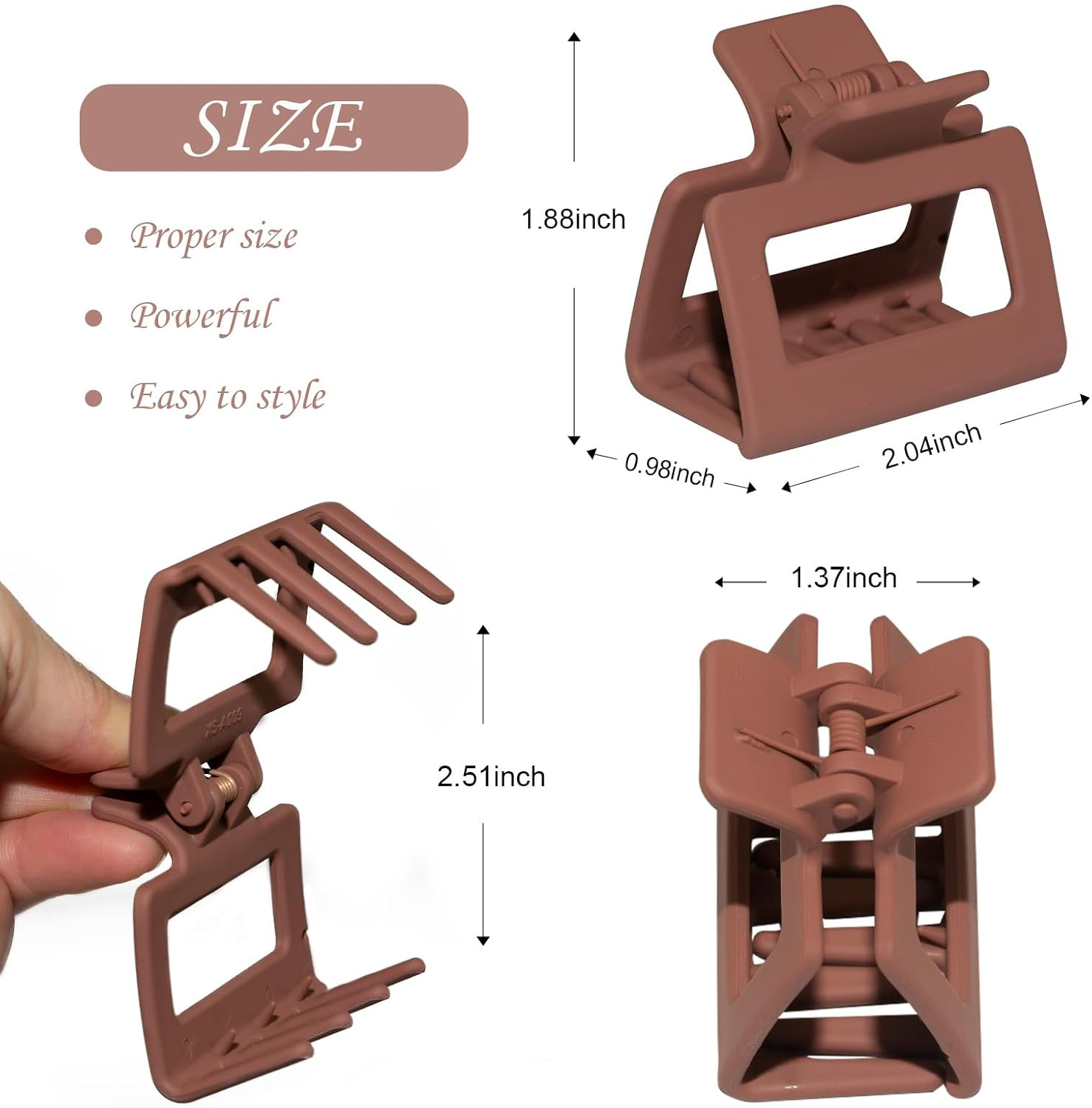 Cobinaan Medium Matte Rectangle Claw Hair Clips for Women Girls, 2 X 1 X 1.8 Inch, 8Pcs Warm Color, Nonslip Hair Jaw Clips for Thin/Medium Thick Hair - 8Pcs Cool Color image number 2