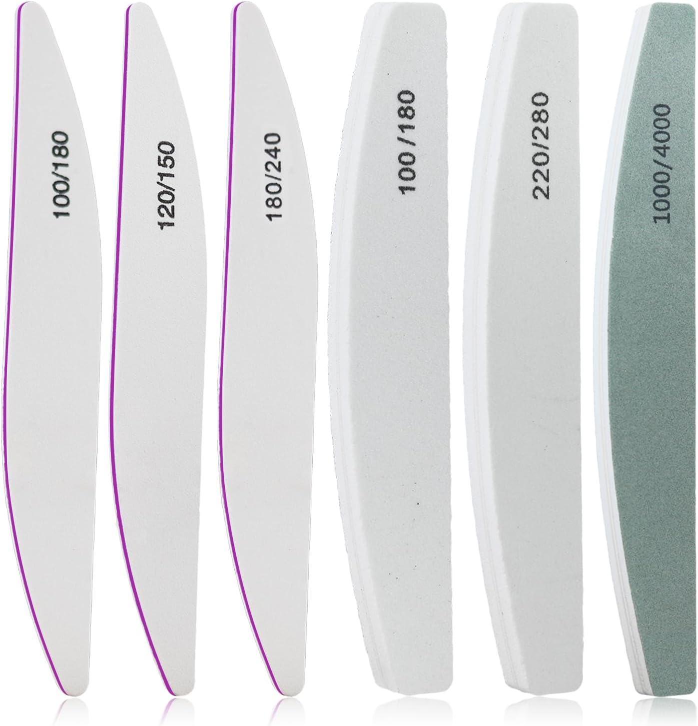 ESUOHYM 6 PCS Nail File Buffer Set for File/Buffer/Shine, Nail Files Kit for Natural Acrylic Nail, Emery Boards for Thick Nails, 100/120/150/180/220/240/280/1000/4000 Grit for Salon and Home image number 4