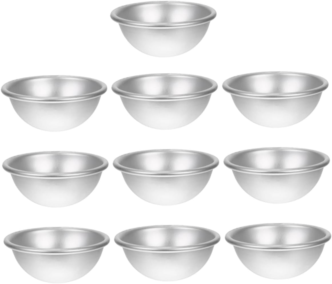 Hohopeti 10Pcs Aluminum Alloy Bath Bomb Molds Semicircular Molds for Salt and Bath Salts DIY Molding image number 1